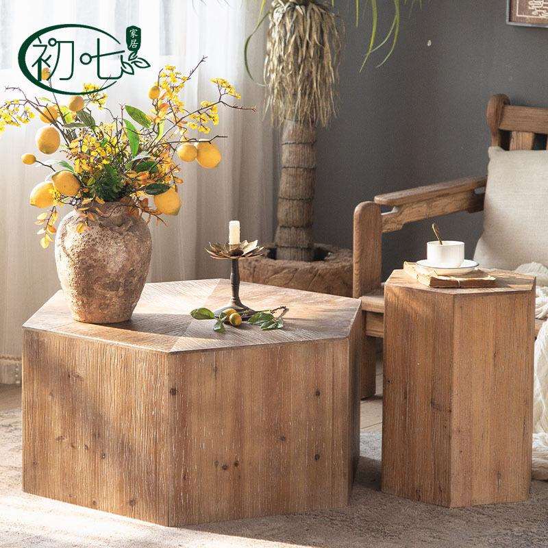 网红小户型沙发角几民宿卧室床头几简约实木家居茶几复古风小茶几