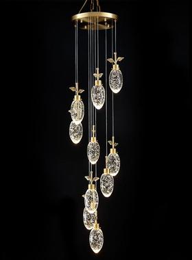 轻奢卧室床头小吊灯水晶灯具硕果现代创意过道别墅楼梯跃层铜吊灯