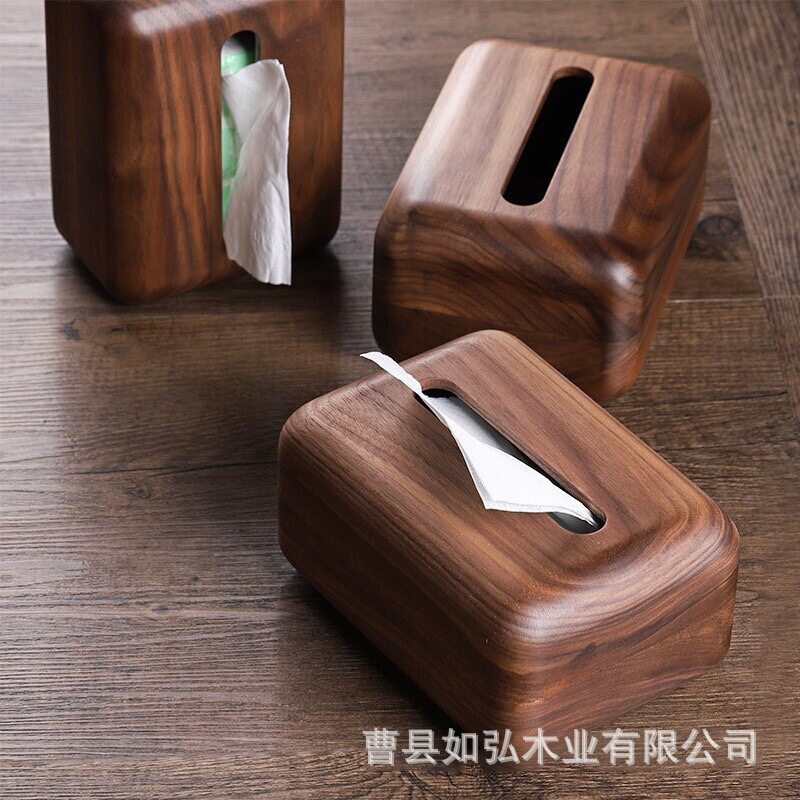胡桃木纸巾盒轻奢木质桌面中式抽纸盒家用餐厅客厅美式茶几抽纸盒