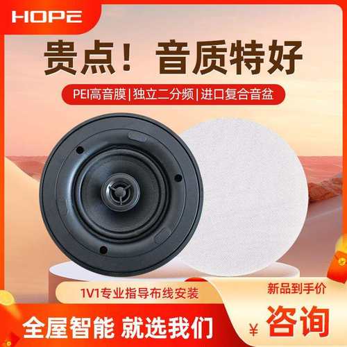HOPE/向往B710窄边吸顶喇叭天花背景音乐音箱8欧同轴定阻音响防潮