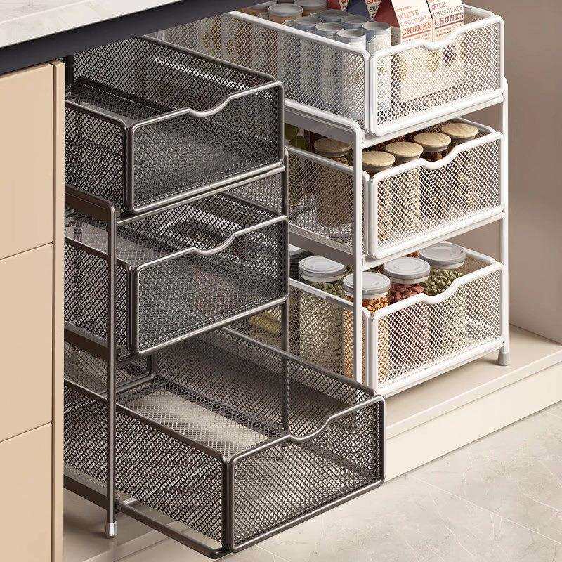 厨房抽拉式置物架橱柜内多层收纳架多功能柜内抽屉下水槽加深拉篮