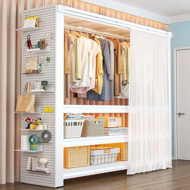 衣帽架开放式衣架落地卧室出租房货架衣柜简易家用角钢收纳置物架