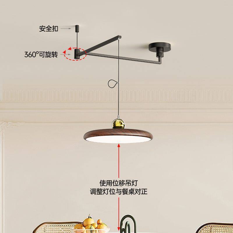 餐厅吊灯摇臂可伸缩新款奶油现代简约护眼餐桌吧台灯具