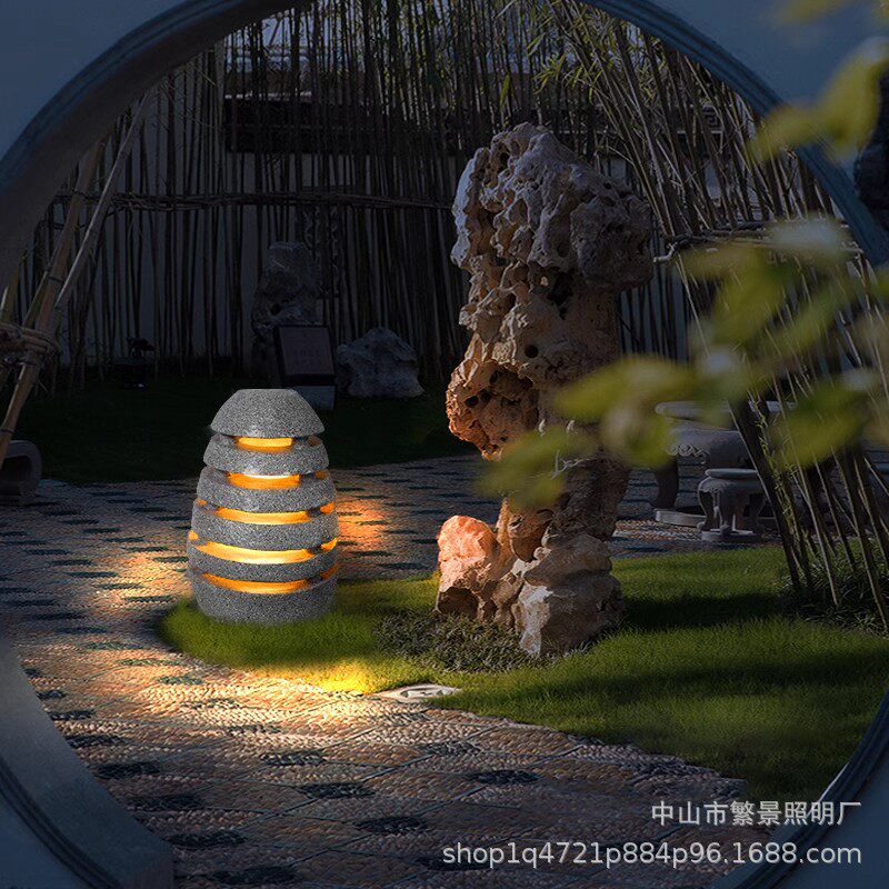仿真发光石头草坪灯日式户外防水造型别墅庭院花园林景观装饰地灯