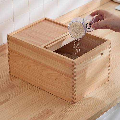 桧木米箱米桶实木米桶日式厨房木质收纳盒