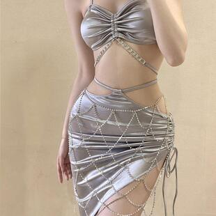 高级感小胸聚拢绸 女款 2023新款 亮闪闪水钻泳衣套装