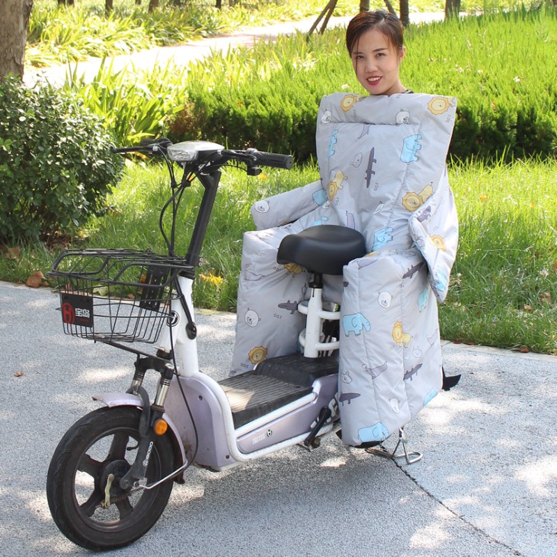 儿童成人电动车后座挡风被冬季加厚保暖防寒亲子护腿防水棉绒衣罩
