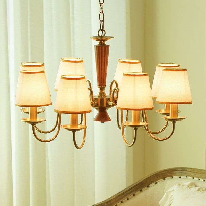 欧式高级感布艺客厅灯美式复古实木餐厅卧室法式中古风书房吊灯,家装灯饰光源,客厅吊灯,淘宝优惠券,粉丝福利购,淘宝优惠卷
