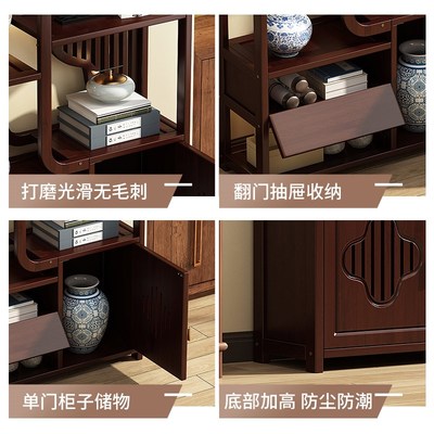 新中式茶室博古架非实木展示摆放柜茶叶茶具收纳架复古隔断置物架
