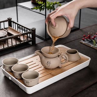 户外旅行茶具套装 粗陶提梁壶功夫茶具套装 茶壶茶杯茶盘整套家用