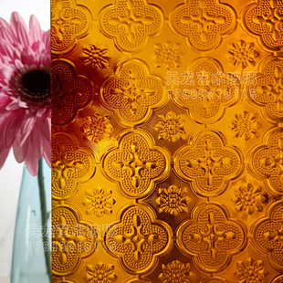 满洲窗海棠花彩色压花玻璃钢化西关门窗旧中式屏风玄关隔断定制