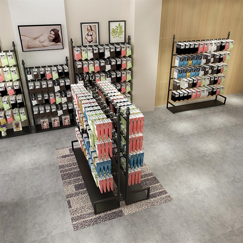 袜子展示架铁艺货架手套饰品展示柜靠墙落地式可调节内衣内裤架子