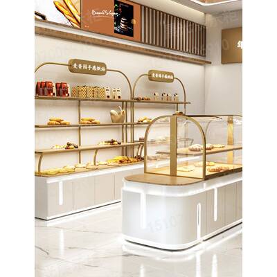 面包展示柜蛋糕模型柜烘焙边柜中岛柜收银台吧台冷藏柜台糕点柜