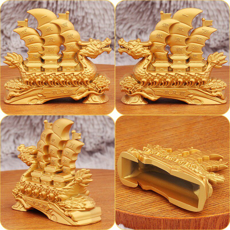 新款龙帆满载而归如意家居收银台开业礼一帆风顺帆船摆件金属工艺