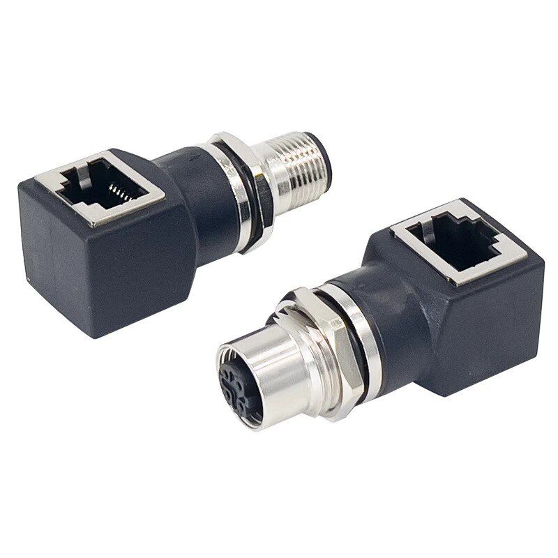 4芯D型8芯A型X型转RJ45连接器转接头网线转M12头公母插座
