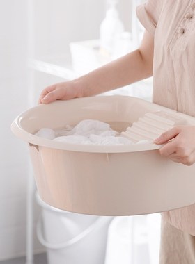 茶花洗衣盆带搓板宝宝搓衣盆塑料脸盆家用一体式学生盆 03351K