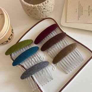 韩国ins秋冬新款质感纯色布艺金属发簪插梳 时尚简约顶夹头饰发饰
