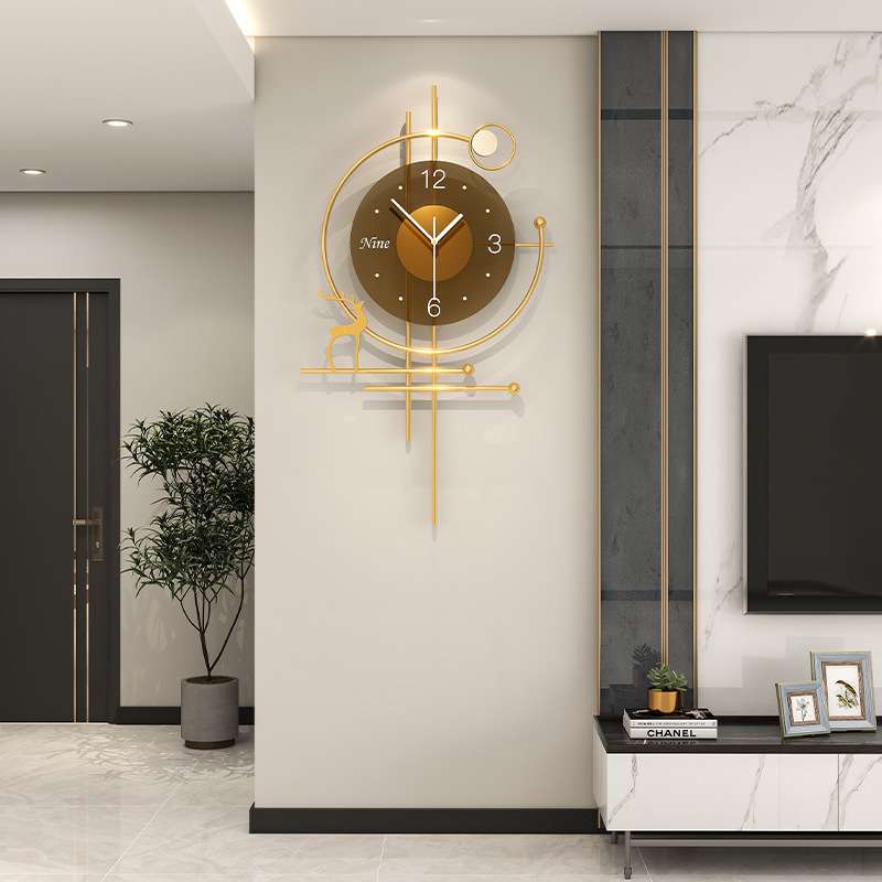 挂钟轻奢高级感现代简约家用装饰时钟挂墙时尚创意客厅钟表免打孔