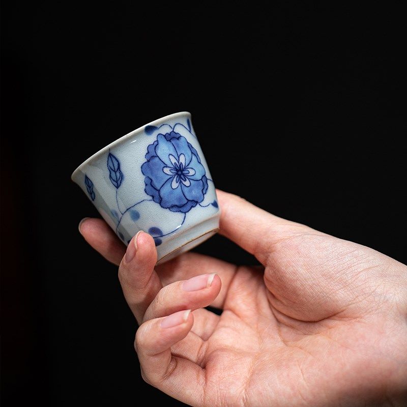 蕴华堂 永乐青花瓷品茗杯 缠枝莲陶瓷功夫茶具新中式小号单杯客杯,餐饮具,茶杯,淘宝优惠券,粉丝福利购,淘宝优惠卷