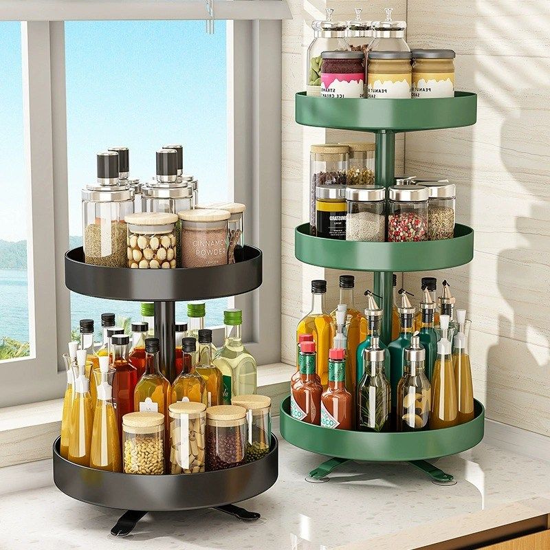 可旋转厨房调料置物架调味品专用转角台面油盐酱醋瓶多功能收纳盒,厨房/烹饪用具,调料置物架,淘宝优惠券,粉丝福利购,淘宝优惠卷