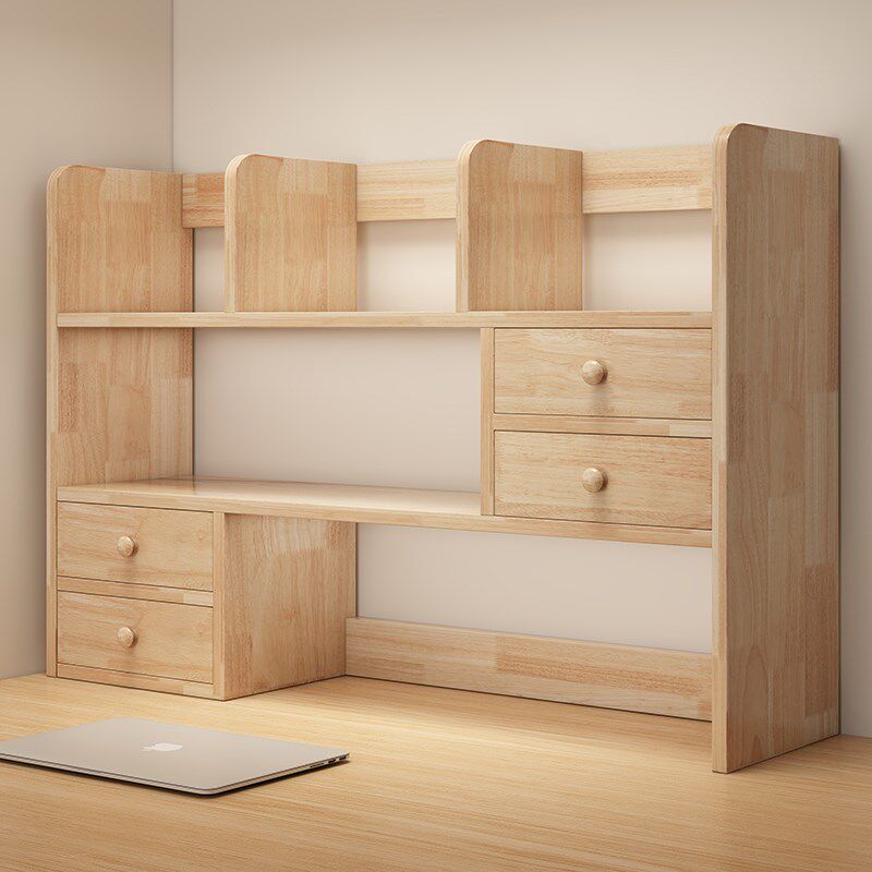 实木桌面书架桌上收纳置物架办公室工位收纳架家用书柜儿童绘本架