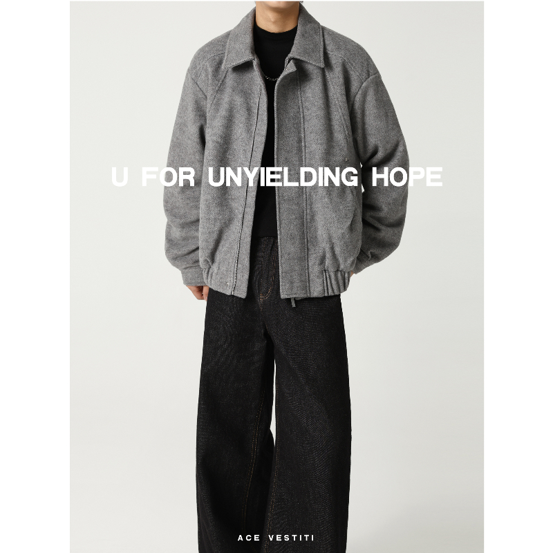 Classic系列 微廓金属饰件垂感立体翻领夹克休闲外套