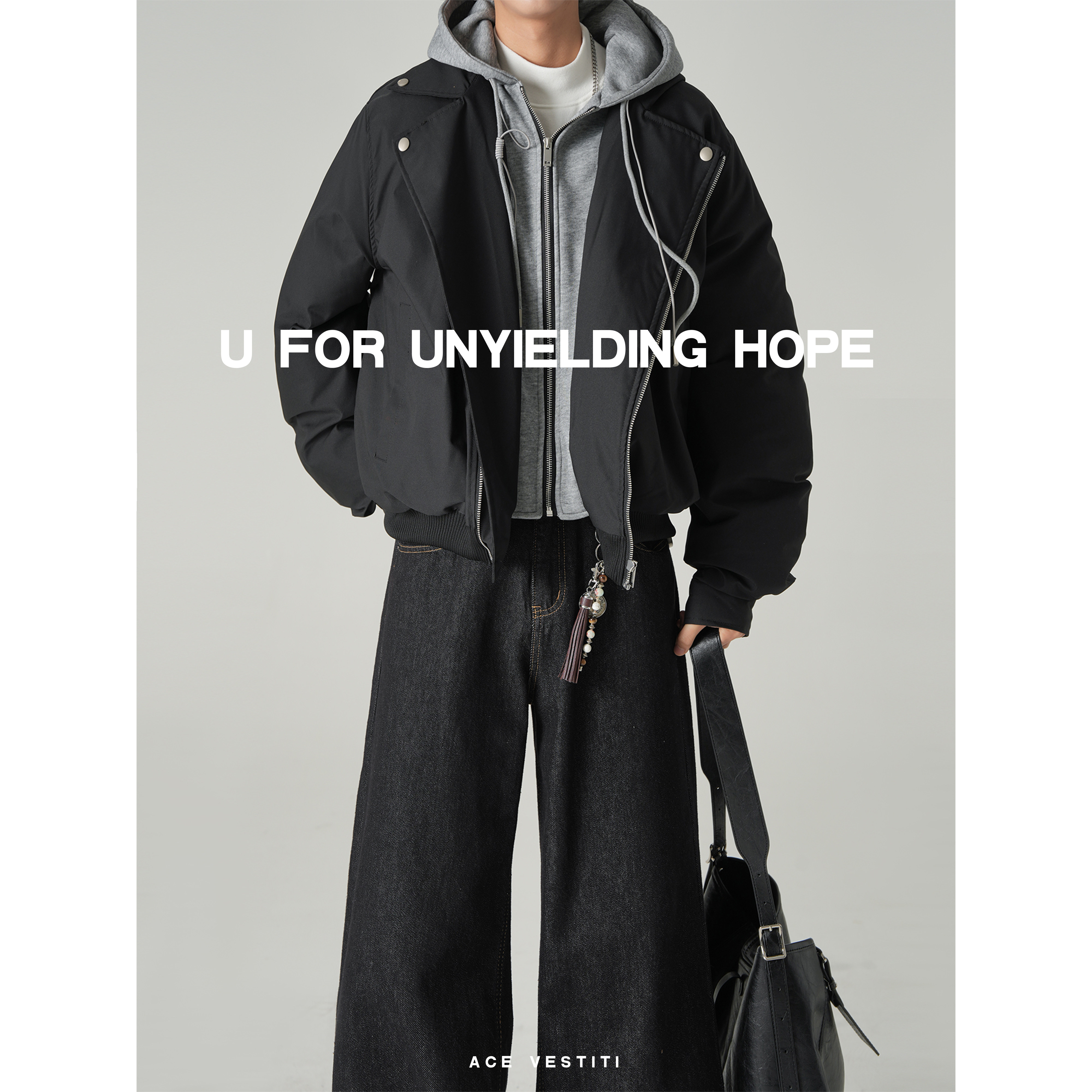 ACE VESTITI 极简设计感假两件棉衣冬季男士外套夹克百搭休闲棉服