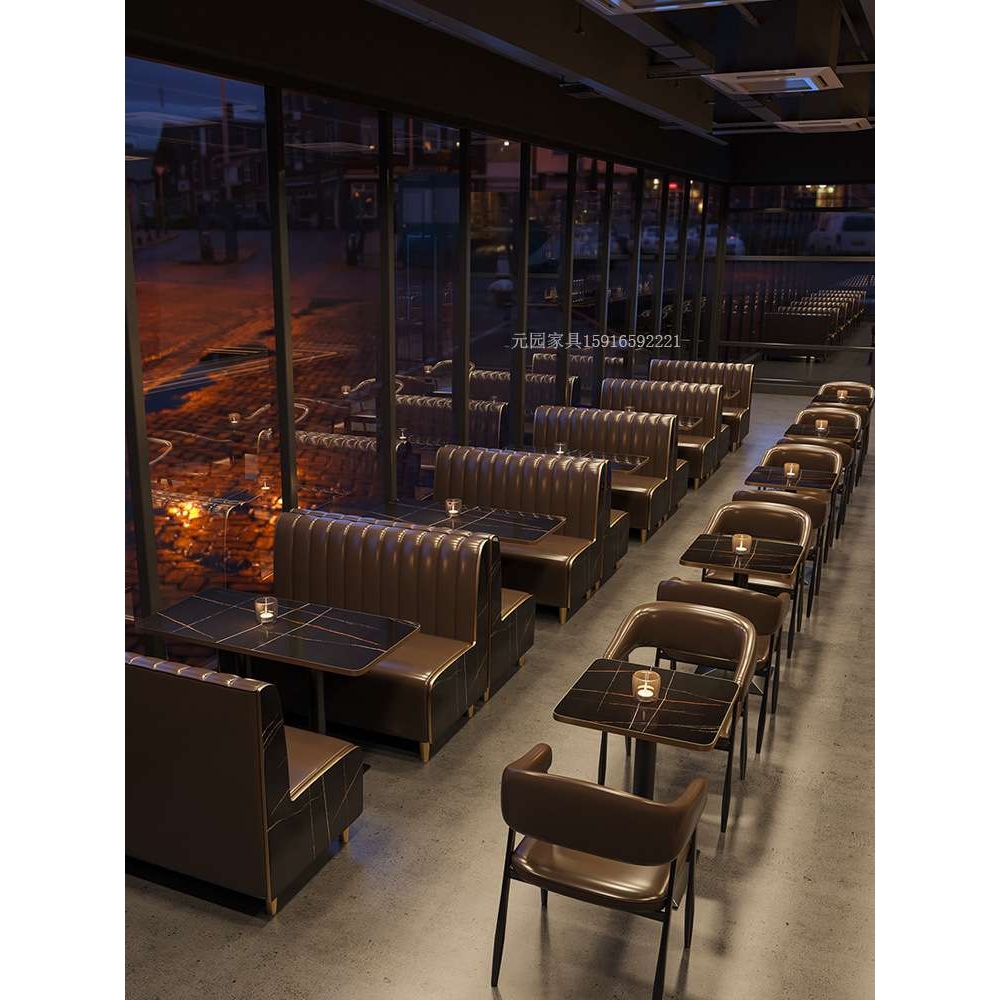 复古工业风休闲清吧酒吧卡座沙发奶茶店西餐厅烧烤火锅店桌椅组合