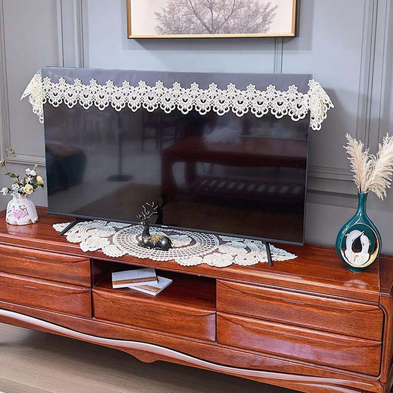 厂家 透明网纱蕾丝电视盖巾高级感防尘罩电视机防尘电视柜盖布