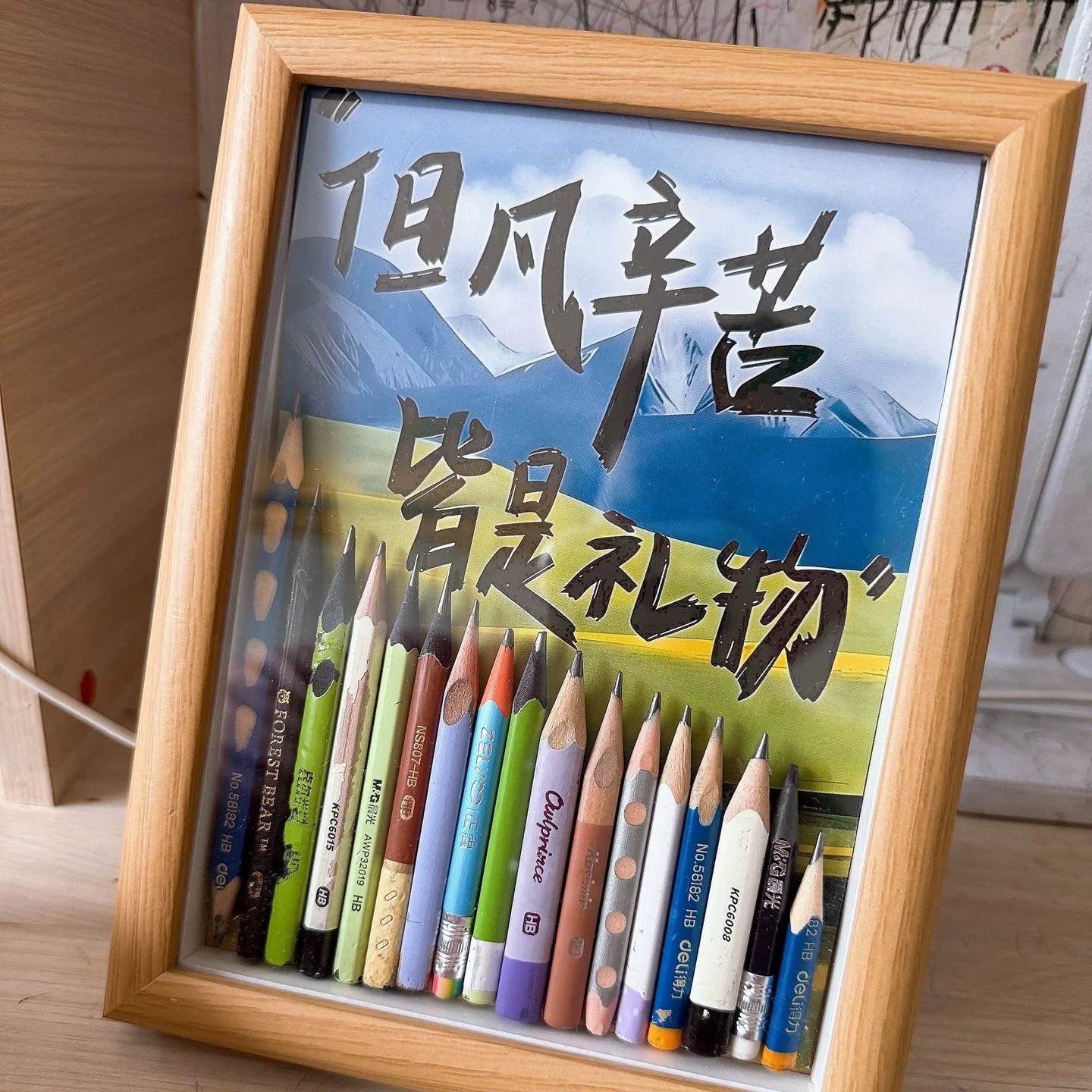铅笔头收纳纪念DIY中空摆台相框