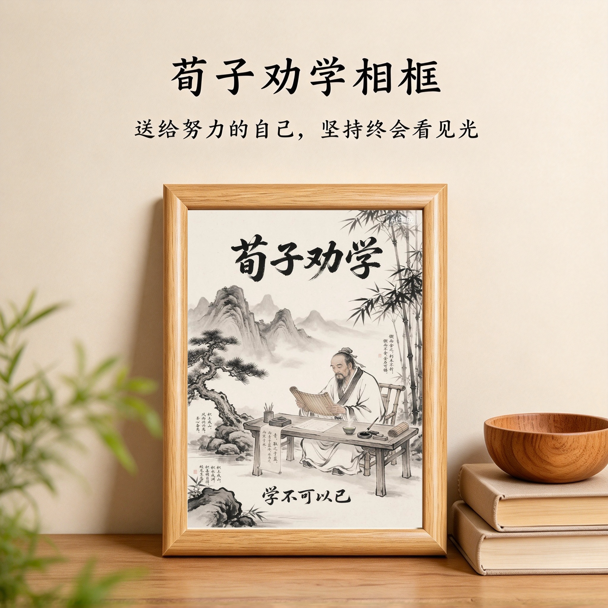 荀子劝学名言摆台相框励志装饰