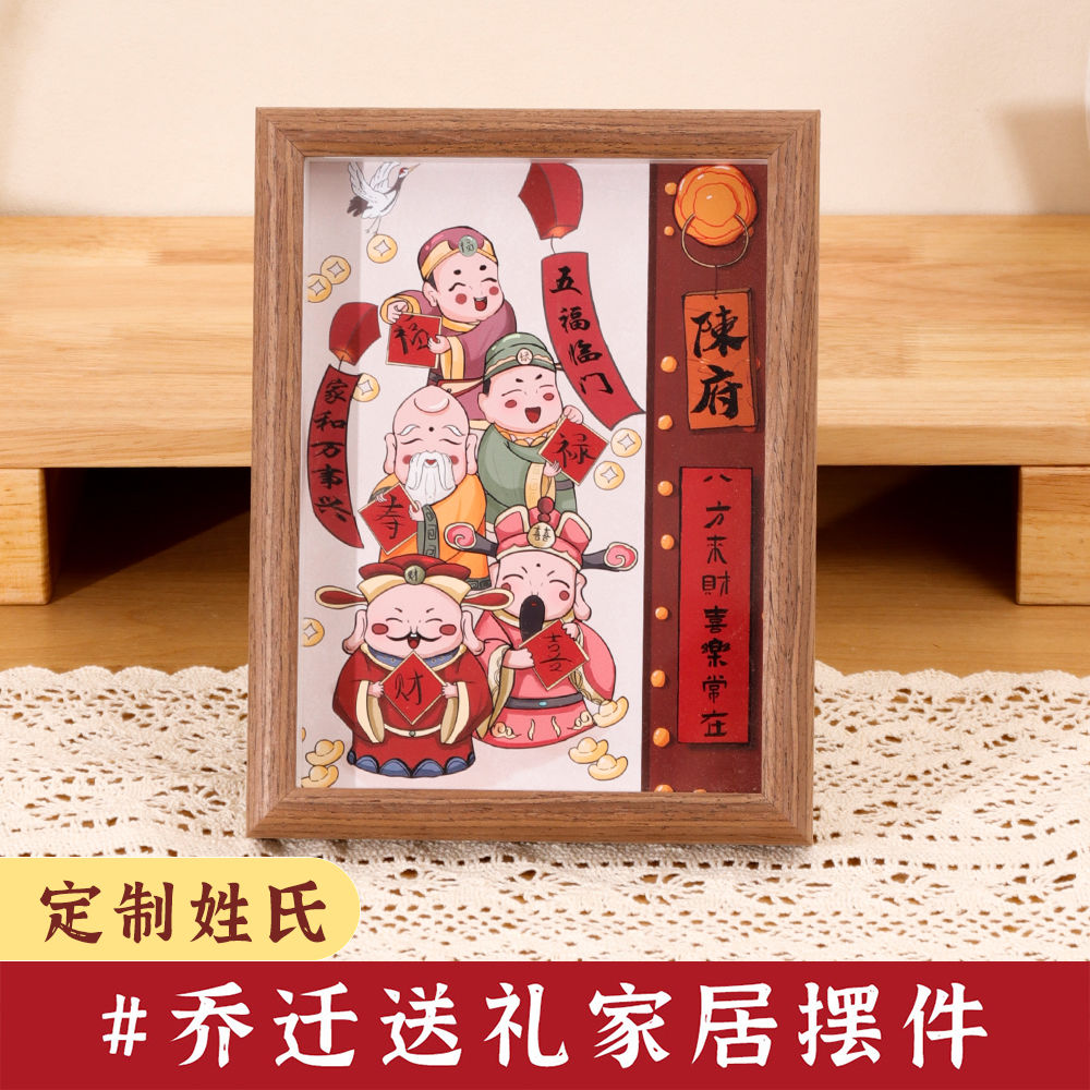 福禄寿喜财神相框乔迁礼品