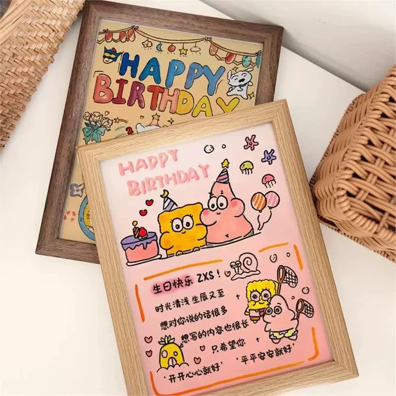 定制名字生日快乐木质摆台相框