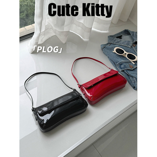 Cute Kitty简约纯色手提法棍包女包百搭单肩通勤包高颜值斜挎包