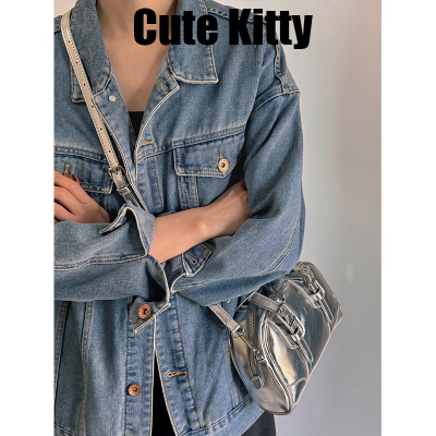 Cute Kitty百搭韩系复古手提小包质感波士顿单肩斜挎包