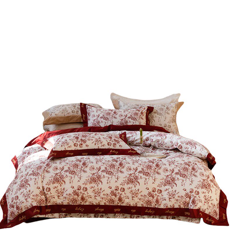 简约结婚四件套红色床单被套新婚庆床P上用品婚房陪嫁喜被,床上用品,婚庆床品套件,淘宝优惠券,粉丝福利购,淘宝优惠卷