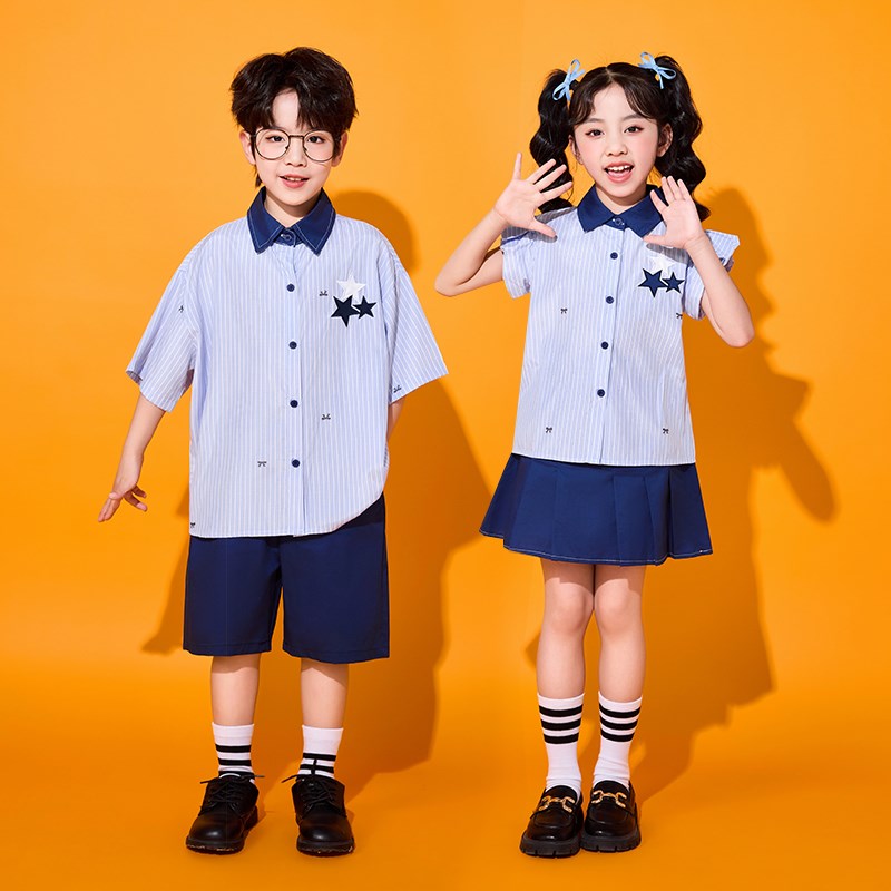 小学生校服班服幼儿园p园服六一儿童节表演服夏季学院风衬衫套装