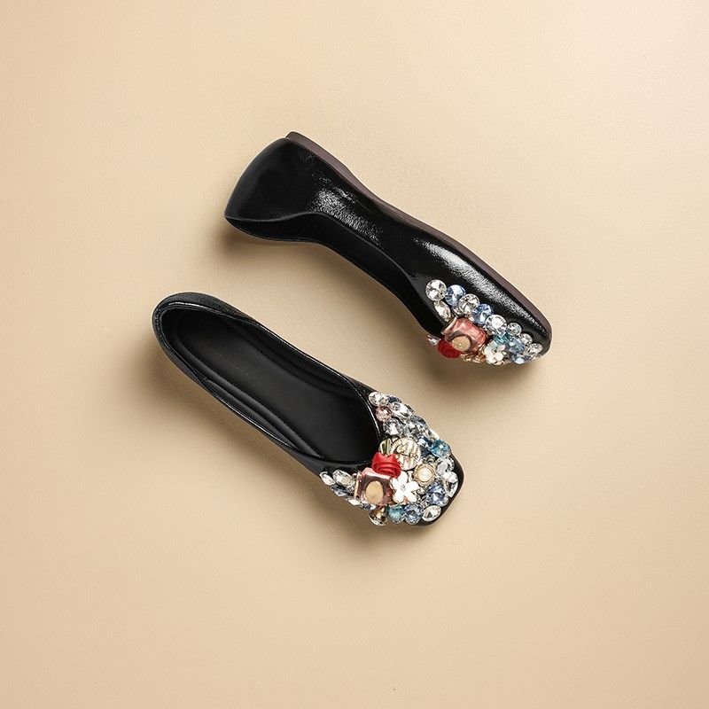 方头水钻内增高单鞋女2025春秋新款百搭软N皮豆豆鞋银色软底平底,女鞋,浅口单鞋,淘宝优惠券,粉丝福利购,淘宝优惠卷