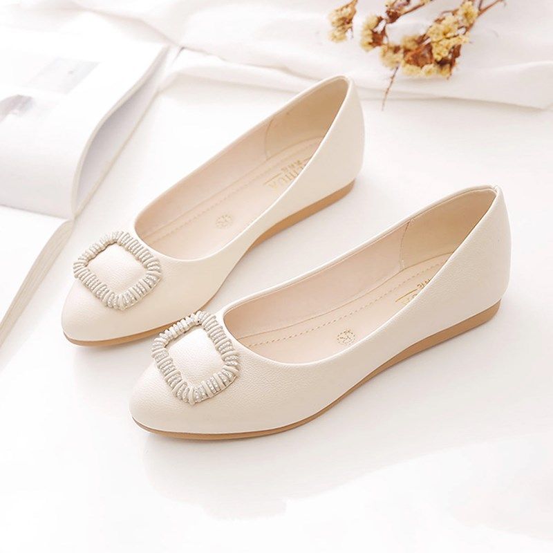 平底鞋女2025新款春秋女鞋百搭浅口豆豆K鞋夏妈妈鞋子软皮软底单,女鞋,浅口单鞋,淘宝优惠券,粉丝福利购,淘宝优惠卷