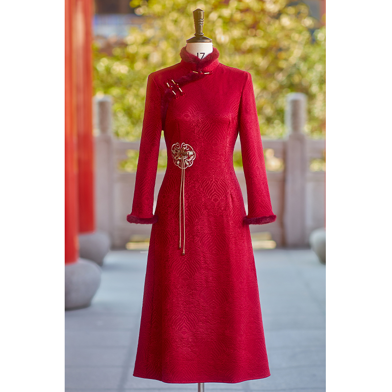 中国红喜婆婆婚宴装2026新款秋冬