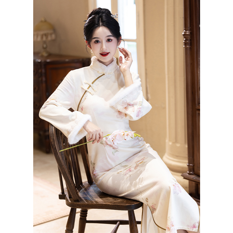 新中式旗袍2025年新款长袖加绒加