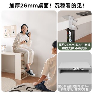 实木转角书桌书柜一体桌小户型家用l型电脑桌卧室双人拐角办公桌