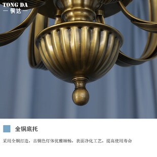 美式过道全铜吊灯别墅餐厅书房楼梯灯复式楼卧室门口入户玄关吊灯