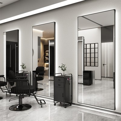 理发店镜子落地镜美发店挂墙镜台发廊专用背光剪发镜简约烫染轻奢