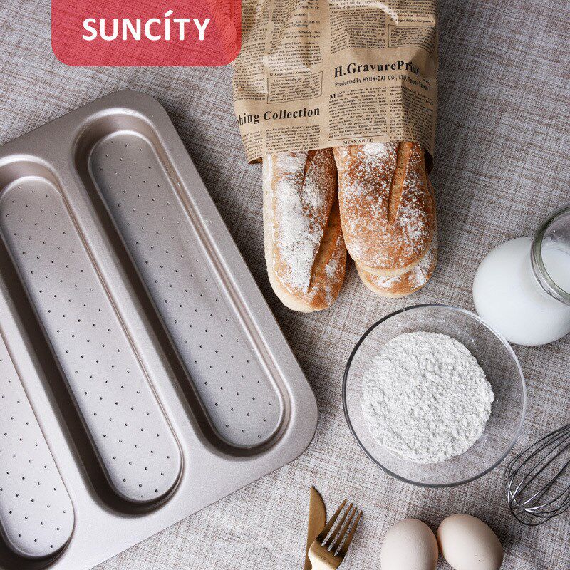 阳晨法棍三连法棒法式面包模三槽盘不粘烤箱家用香槟金