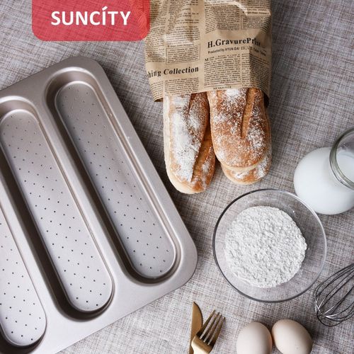 阳晨法棍三连法棒法式面包模三槽盘不粘烤箱家用香槟金