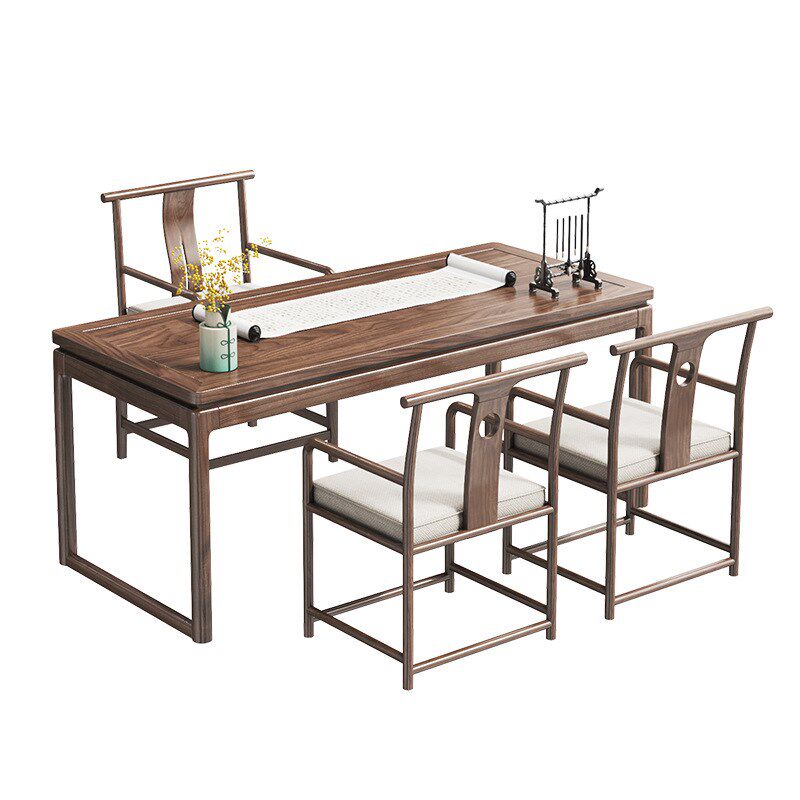 金沙新中式榆木书桌家用卧室书房练字实木书桌椅客厅学习写字桌子