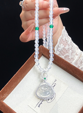高冰玉髓天然佛公项链女