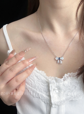 官方天然蓝宝石蝴蝶项链女