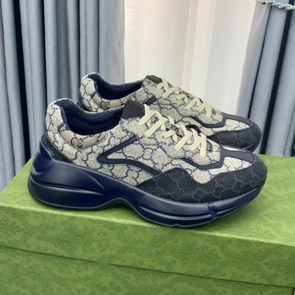 纯原GU拼色老爹鞋老花迷彩厚底